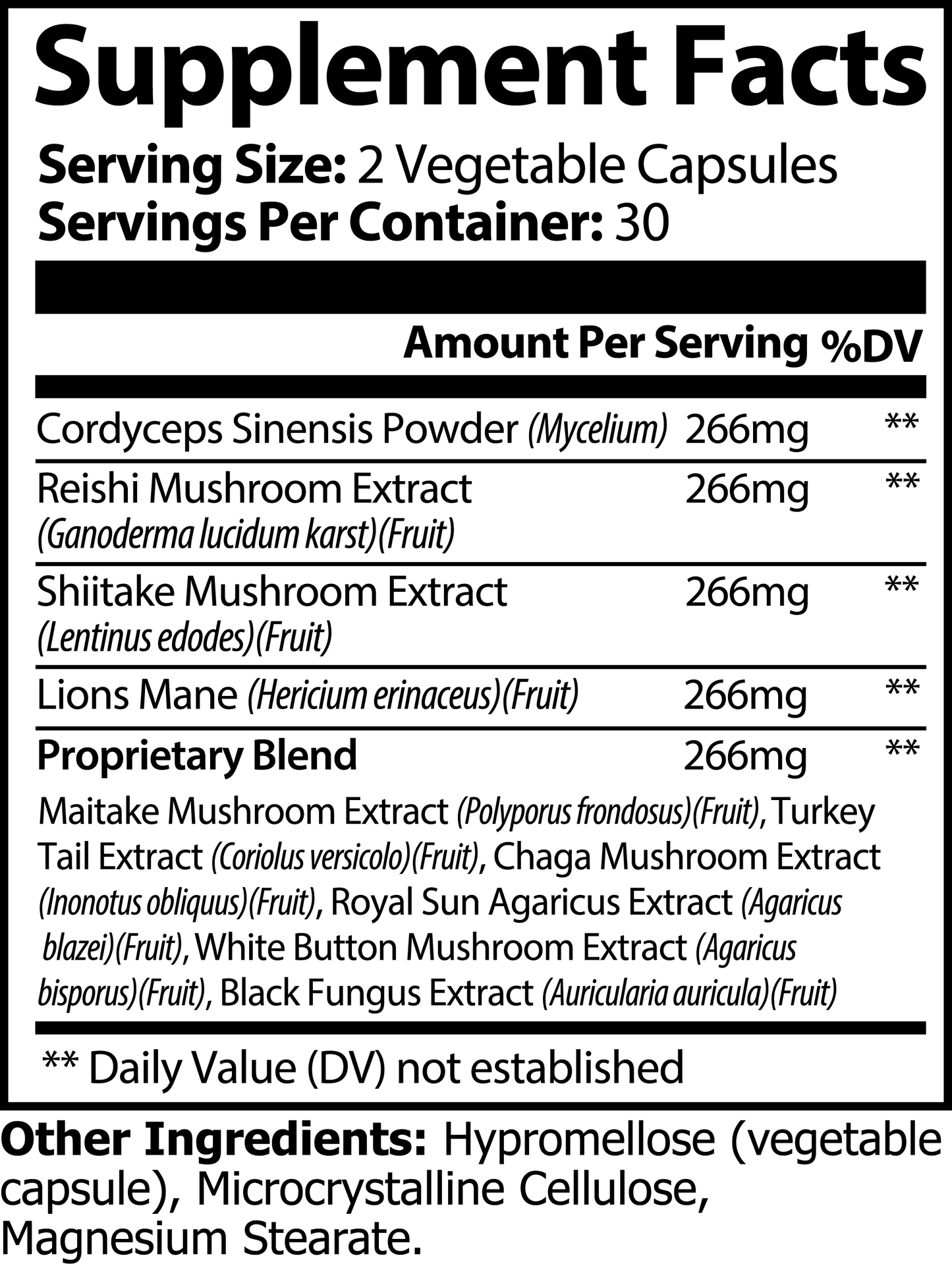 Mushroom Complex 10X Dietary Supplement