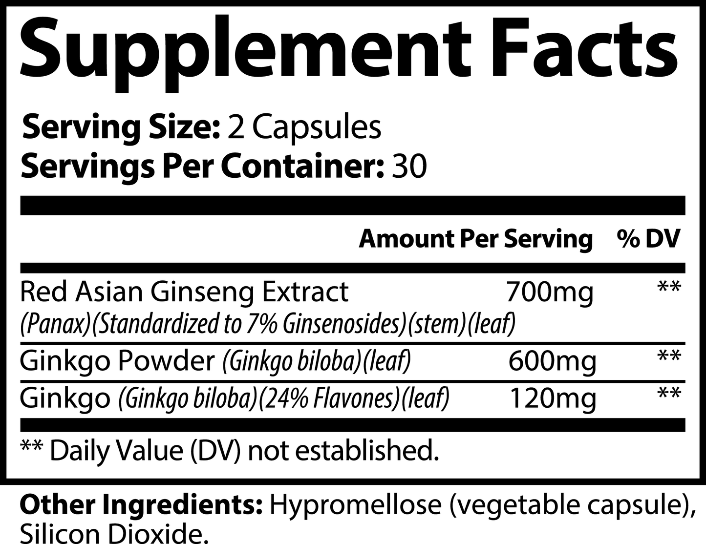 Ginkgo Biloba Herb + Ginseng Supplement